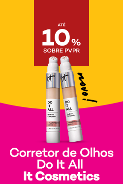 Novo corretor de olhos do it all da marca it cosmetics com destaque promocional de at&eacute; 10% sobre pre&ccedil;o de Venda ao P&uacute;blico Recomendado